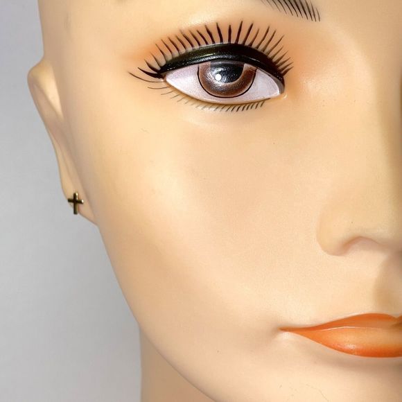 Vtg 14K Gold Christian Cross Earring Post 12K Gold Fill Retro Pierced Gift - Picture 7 of 7